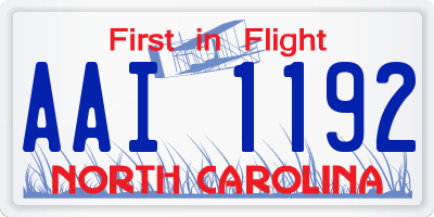 NC license plate AAI1192