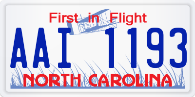 NC license plate AAI1193