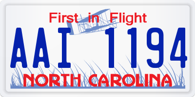 NC license plate AAI1194