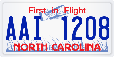 NC license plate AAI1208
