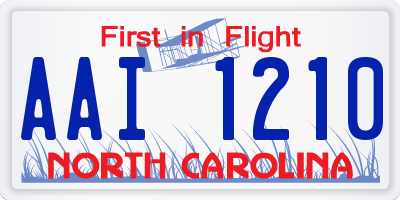 NC license plate AAI1210