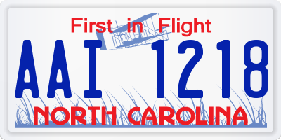 NC license plate AAI1218