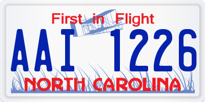 NC license plate AAI1226