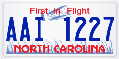 NC license plate AAI1227