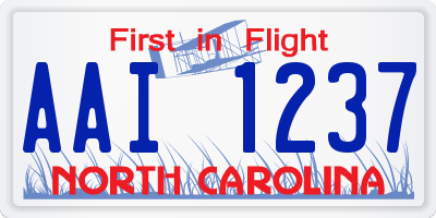NC license plate AAI1237