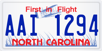 NC license plate AAI1294