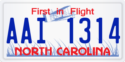 NC license plate AAI1314
