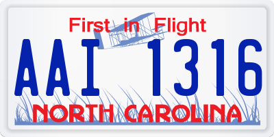 NC license plate AAI1316