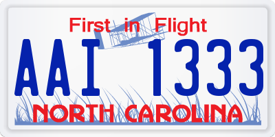 NC license plate AAI1333