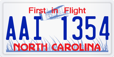 NC license plate AAI1354
