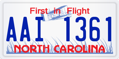 NC license plate AAI1361