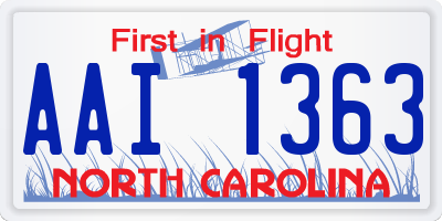 NC license plate AAI1363