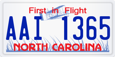 NC license plate AAI1365
