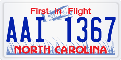 NC license plate AAI1367