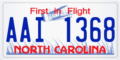 NC license plate AAI1368