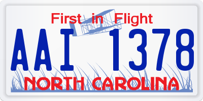 NC license plate AAI1378