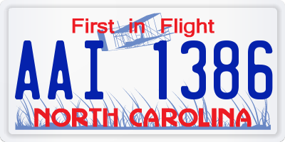 NC license plate AAI1386