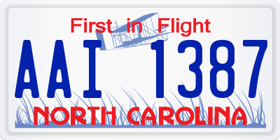 NC license plate AAI1387