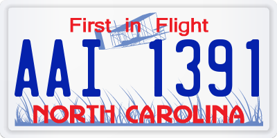 NC license plate AAI1391