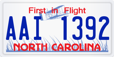 NC license plate AAI1392
