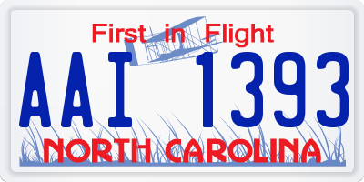 NC license plate AAI1393