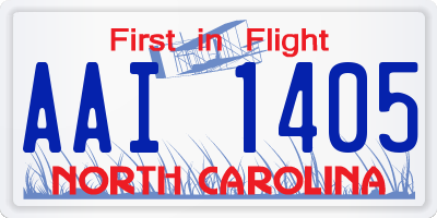 NC license plate AAI1405