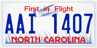 NC license plate AAI1407