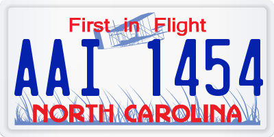 NC license plate AAI1454