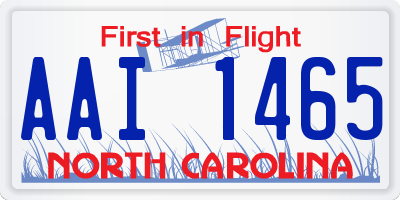 NC license plate AAI1465