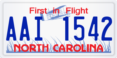 NC license plate AAI1542