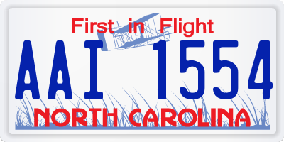 NC license plate AAI1554