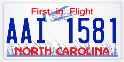 NC license plate AAI1581