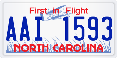 NC license plate AAI1593