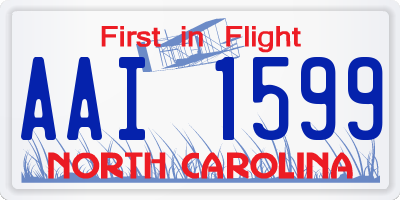 NC license plate AAI1599