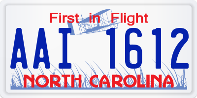 NC license plate AAI1612