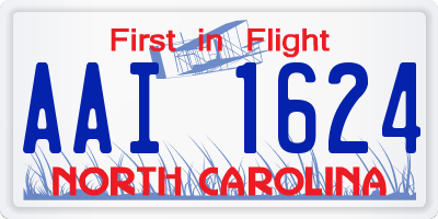 NC license plate AAI1624