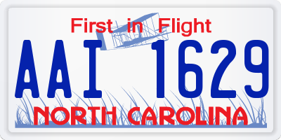 NC license plate AAI1629