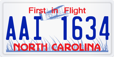 NC license plate AAI1634