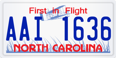 NC license plate AAI1636