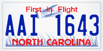 NC license plate AAI1643