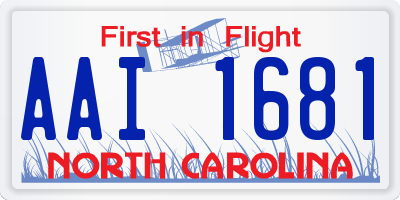 NC license plate AAI1681