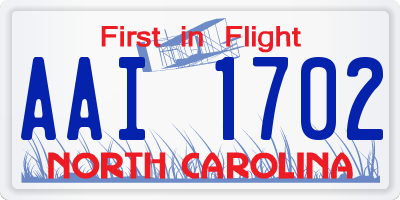 NC license plate AAI1702