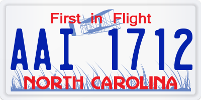 NC license plate AAI1712
