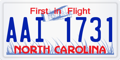 NC license plate AAI1731