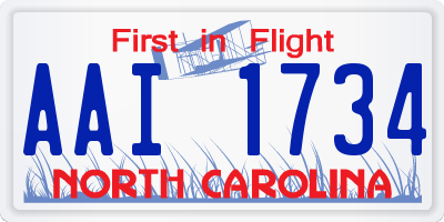 NC license plate AAI1734