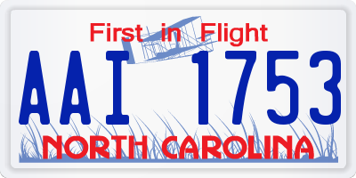 NC license plate AAI1753