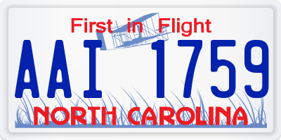 NC license plate AAI1759