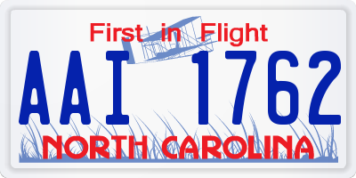 NC license plate AAI1762