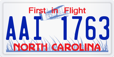 NC license plate AAI1763