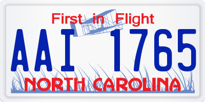 NC license plate AAI1765